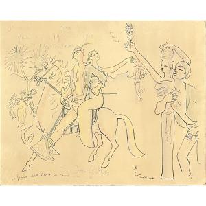 Jean Cocteau - A Woman Must Follow Her Husband - Lithograph - 1958