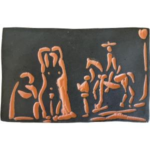 Pablo Picasso - Figure And Horsemen - Madoura Studio - Glazed Terracotta - 1968