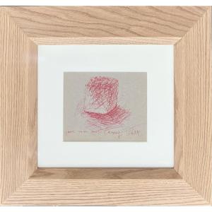 César, César Baldaccini, Known As - Compression Drawing - Red Marker - For Jean-claude Lamy