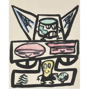 François Boisrond - Untitled - Gouache And Ink - 1983 - Signed And Dated