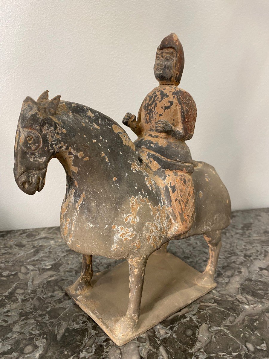 Chine - Dynastie Wei Du Nord  (534-557) - Guerrier à Cheval - Terre Cuite-photo-4