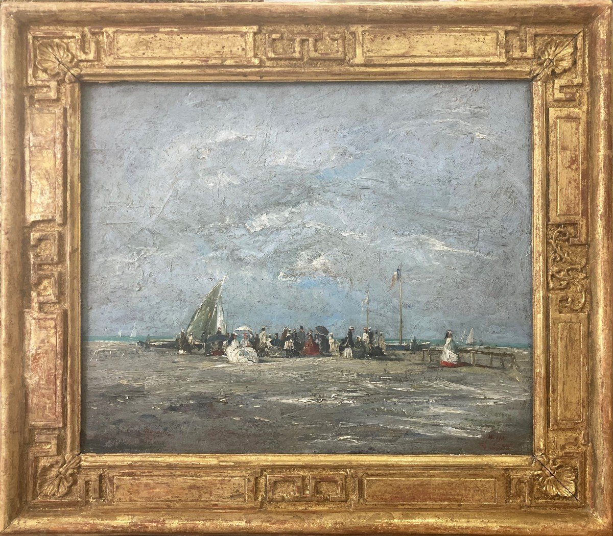 Charles Pécrus (1826-1907) - Trouville, Scène De Plage