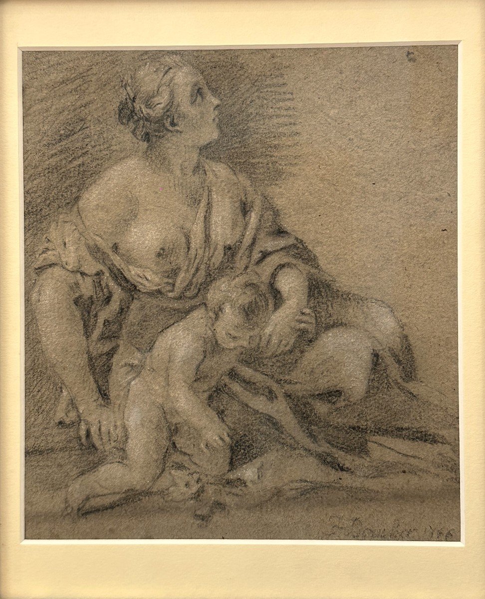 François Boucher (1703-1770) - La Jeune Mère Attentionnée Et Son Enfant-photo-2