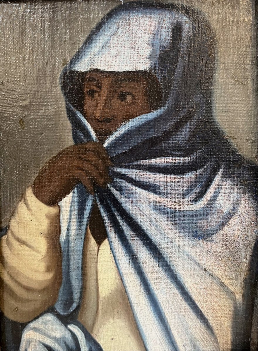 Agostino Brunias (1730-1796) Attributed - Portrait Of A Black Woman With A Blue Veil