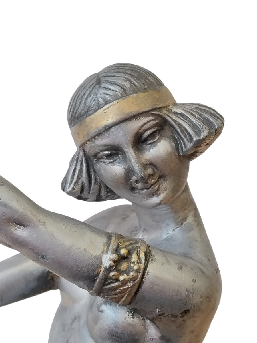 Spelter Sculpture Of A Dancer With Cymbals – Circa 1925-1935, France-photo-2