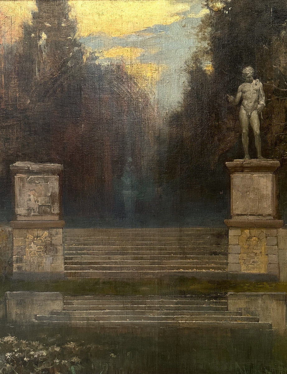 János Gábriel Stein (1874-1949) - Jardins au crépuscule -photo-3