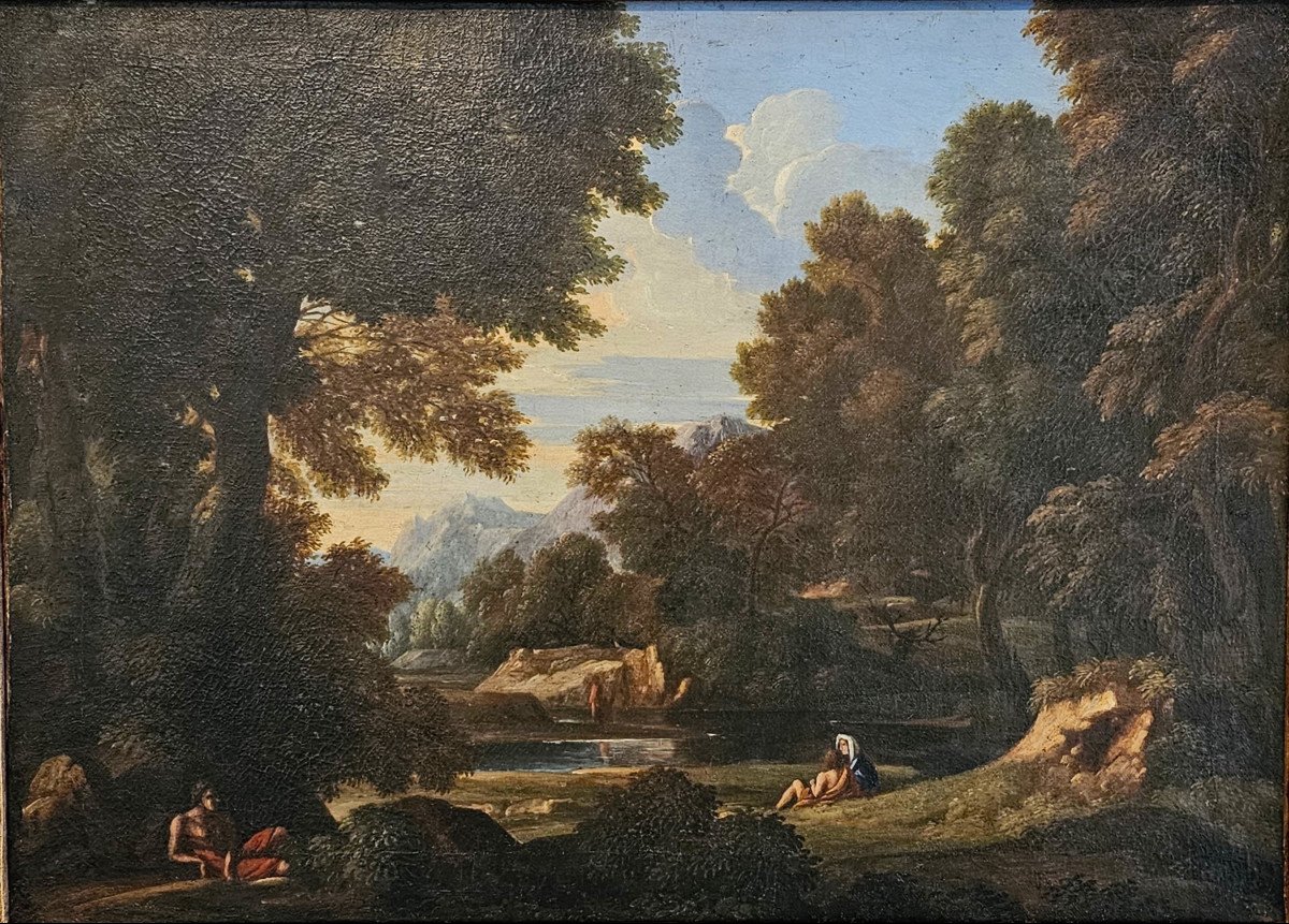 Gaspard Dughet (1615 - 1675) - Repos au bord de l'eau-photo-4