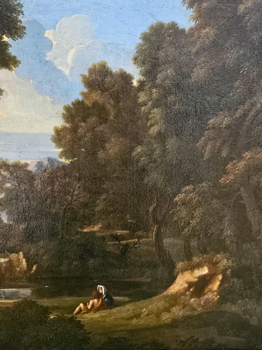 Gaspard Dughet (1615 - 1675) - Repos au bord de l'eau-photo-3