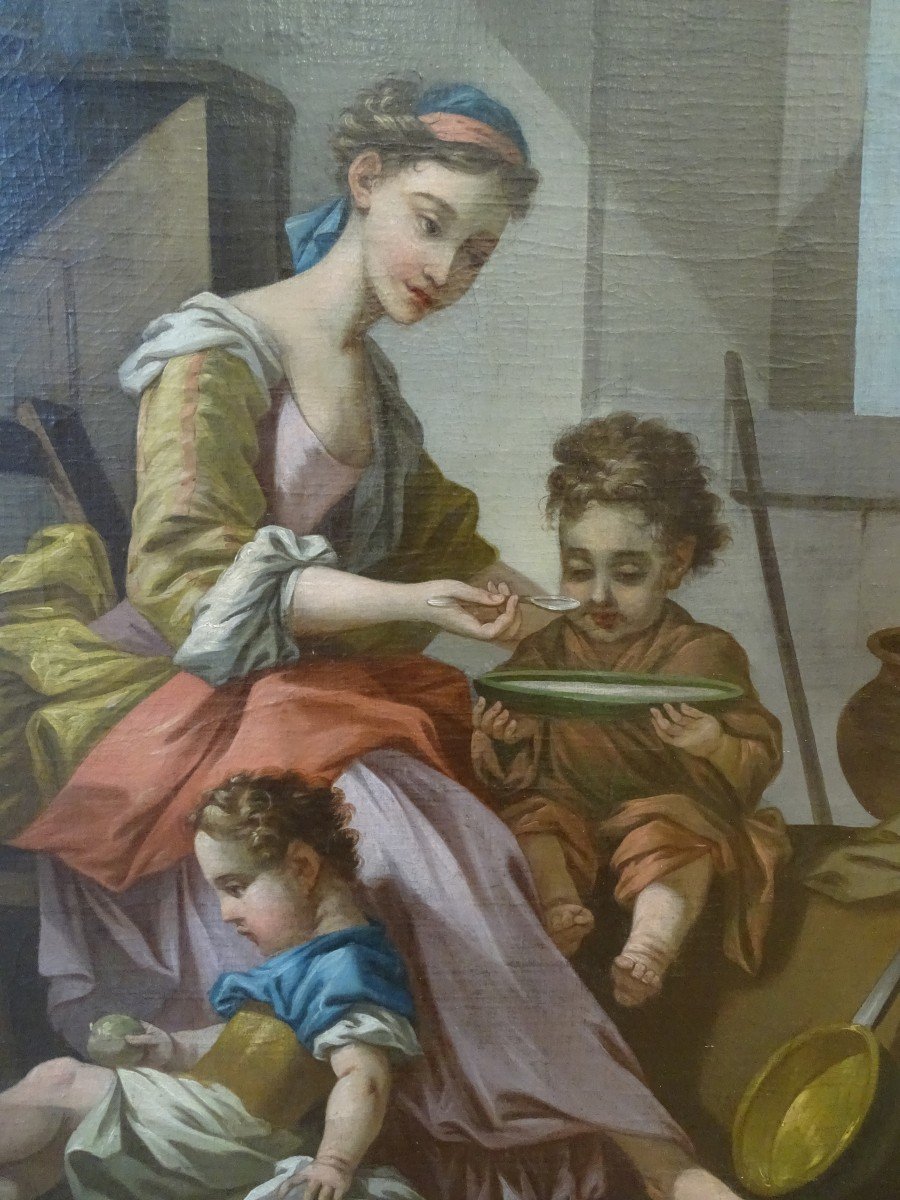 The Children's Meal - French School End Of The 17th Century-photo-4