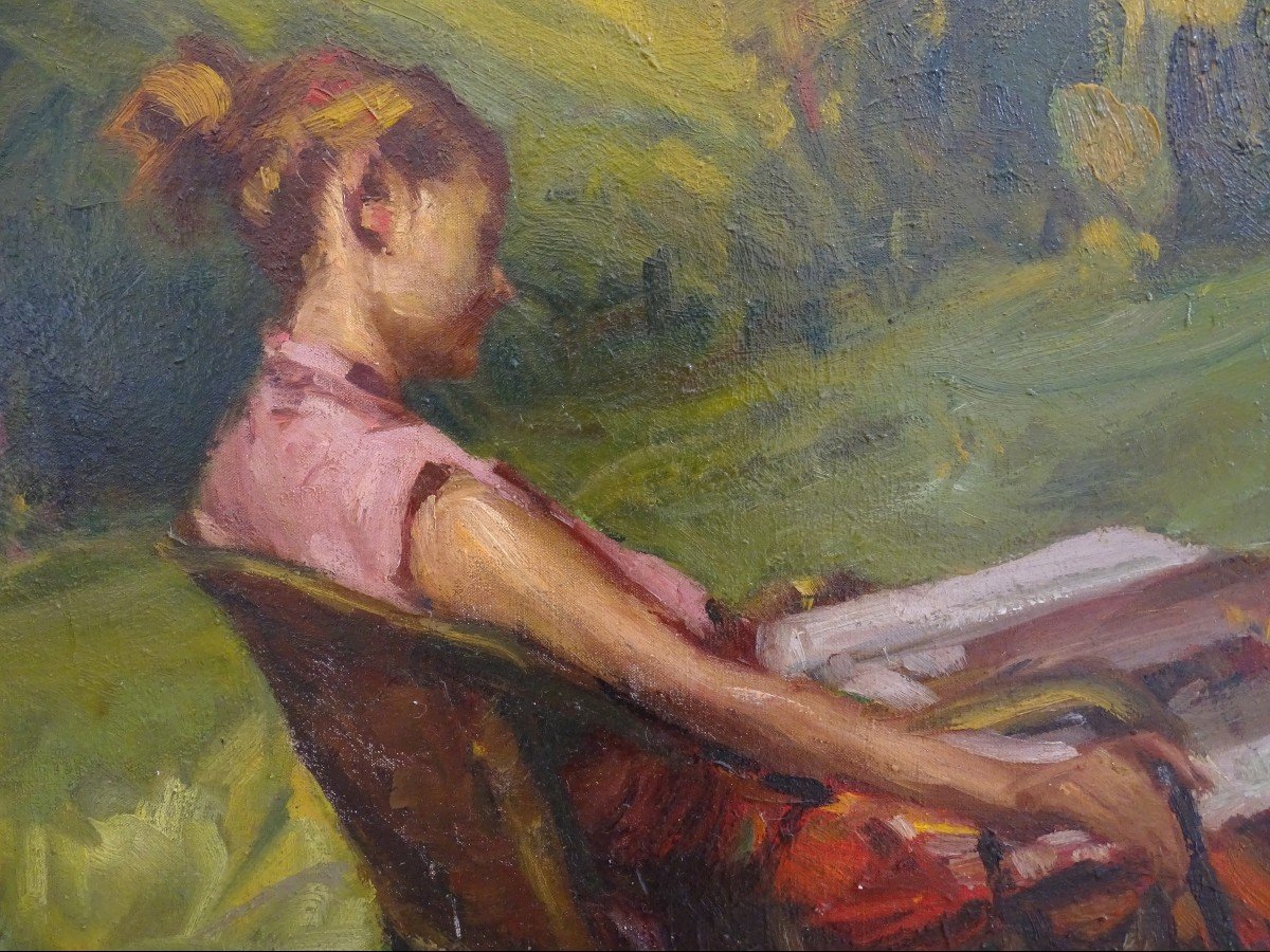 Durando Togo Richard (1910 -?) - Young Girl Reading-photo-3