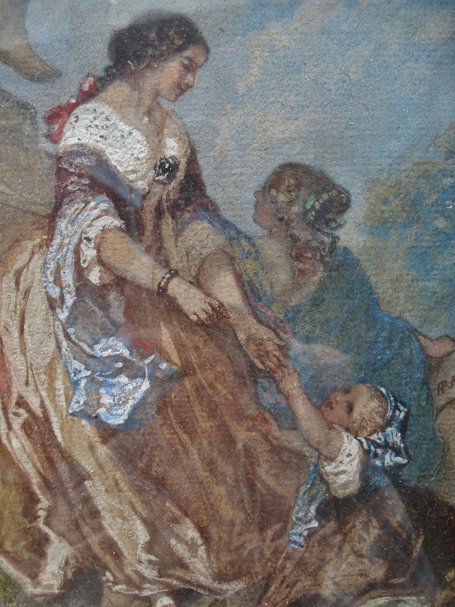 Henri Baron (1816-1885) - Scène Familiale Dans Un Parc-photo-4