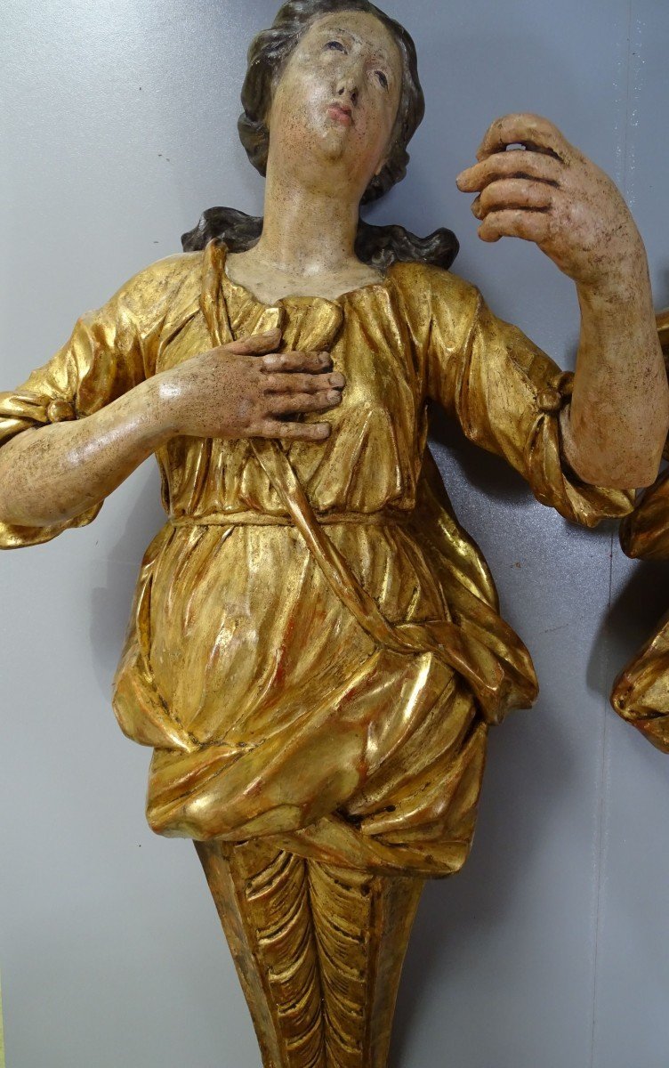 Sculptures En Bois Doré Et Polychrome Fin XVIIe Siècle-photo-3