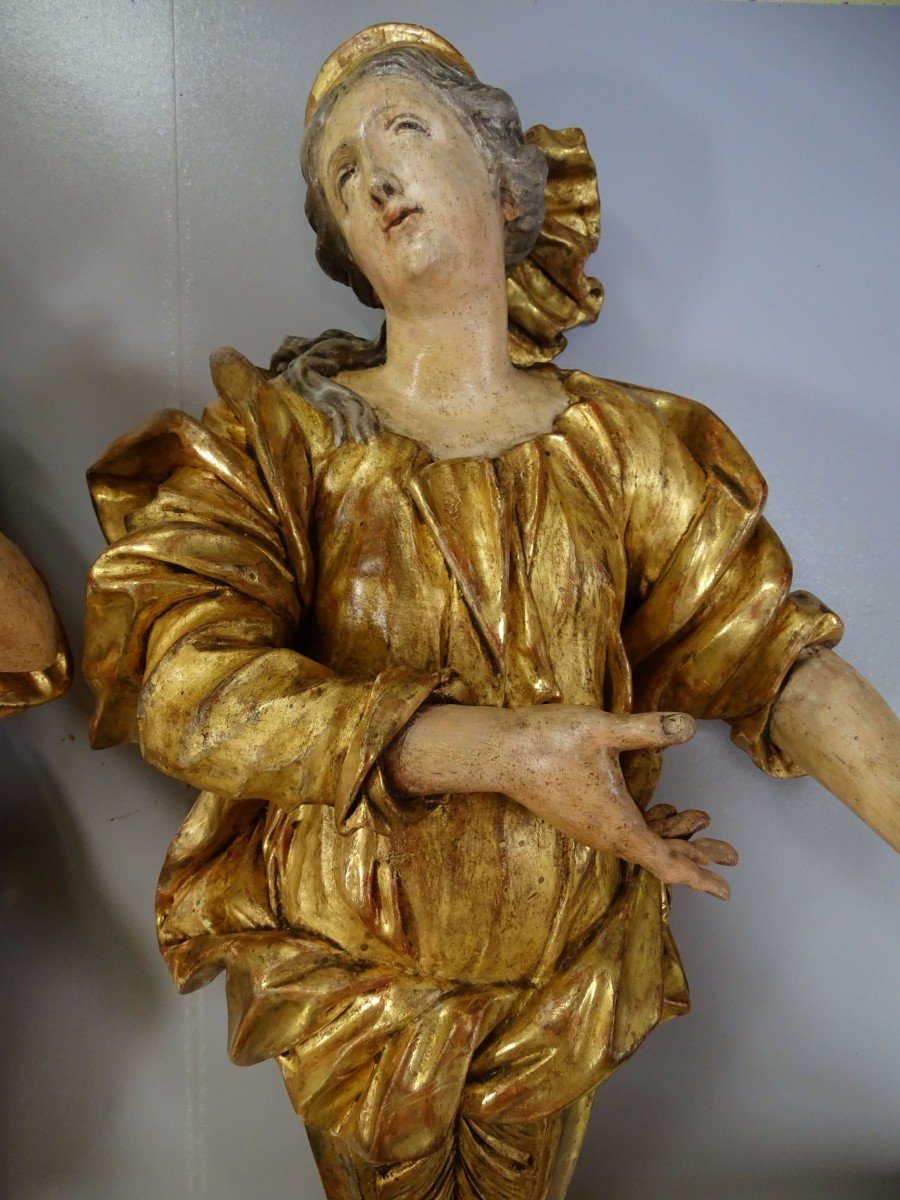 Sculptures En Bois Doré Et Polychrome Fin XVIIe Siècle-photo-4