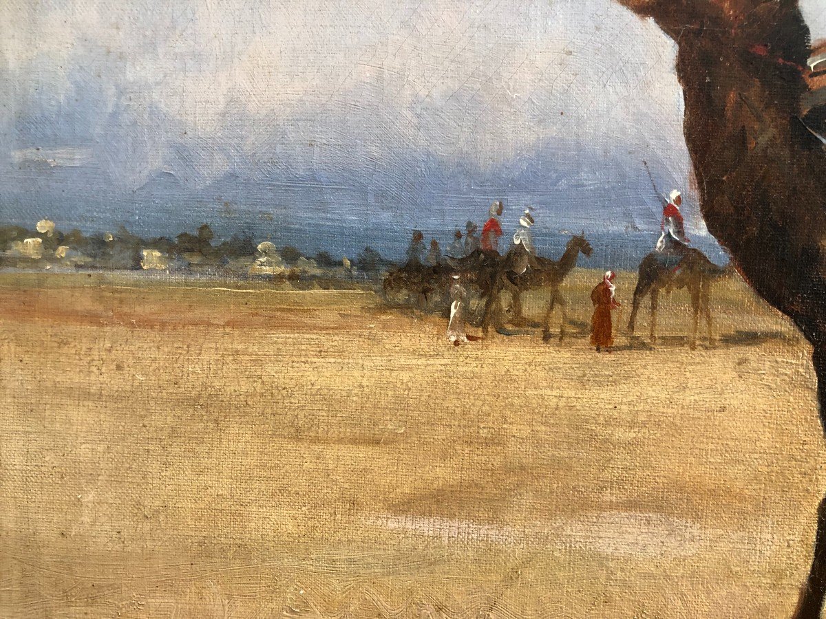 M.argelés (19th Century) - The Caravan In The Desert 1898-photo-4