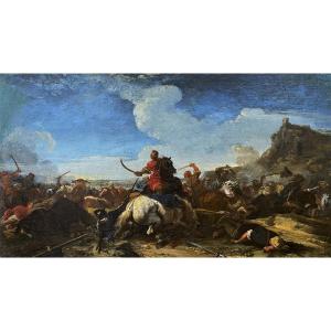 Jacques COURTOIS (1621-1676)- Scène de bataille entre Chrétiens et Turcs 