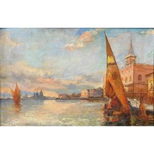 View Of The Grand Canal In Venice - French School 1900