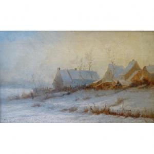 Stanislas Lépine (1835-1892) - Thatched Cottages In Auvers-sur-oise