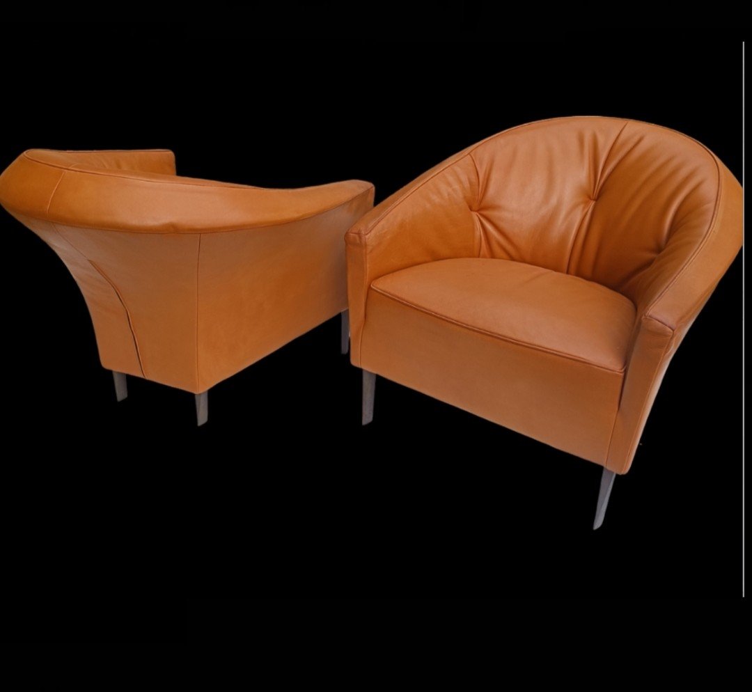 Pair Of "crescent" Armchairs By Iigne Roset-photo-2