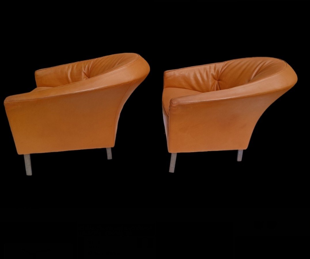 Pair Of "crescent" Armchairs By Iigne Roset-photo-3