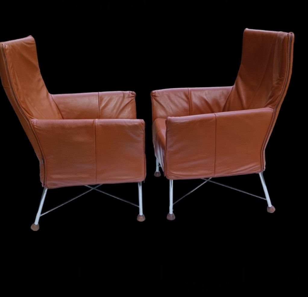 Paire De Fauteuils "charly" De Gérard Van Der Berg-photo-4