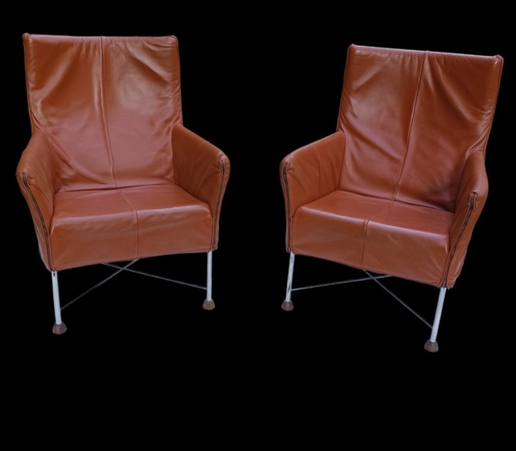 Paire De Fauteuils "charly" De Gérard Van Der Berg