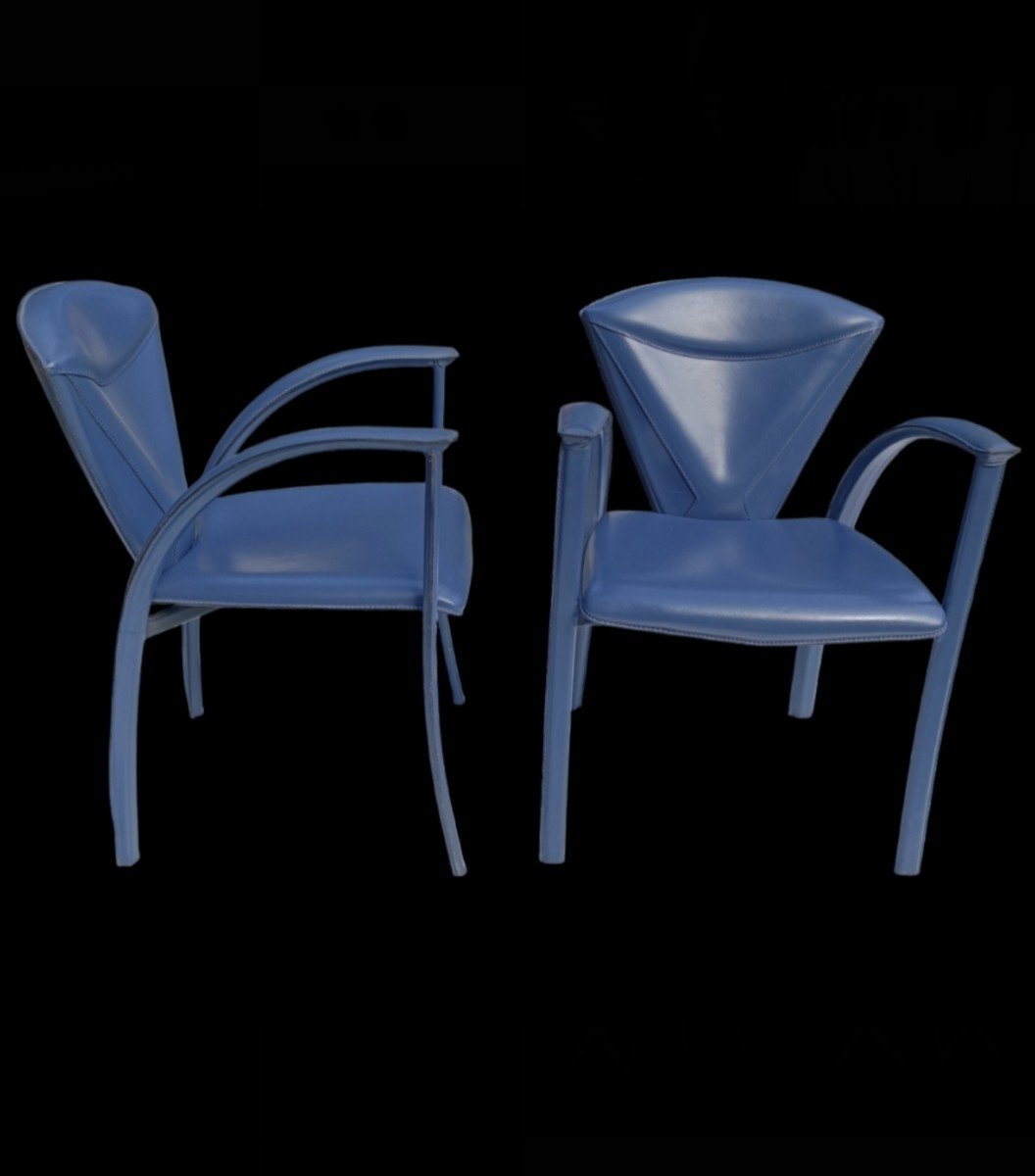 Pair Of Armchairs Covered In Leather After Matteo Grassi-photo-2