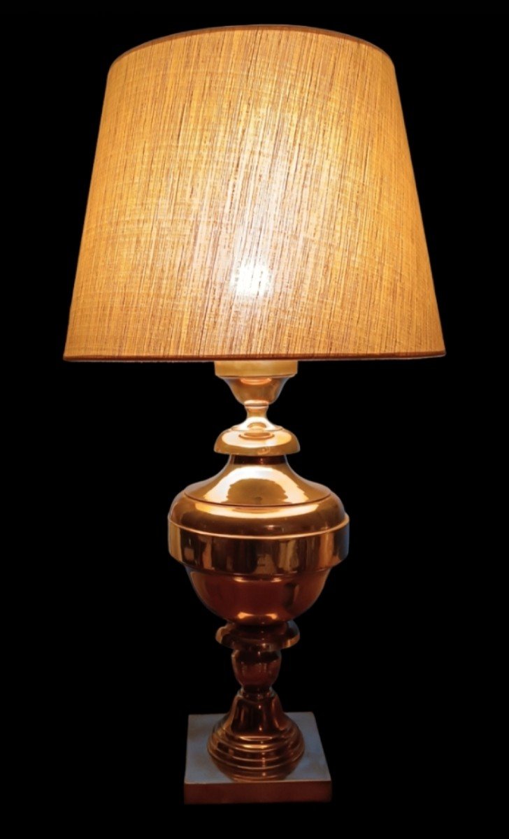 Imposante Lampe En Métal Argenté Années 60-photo-4