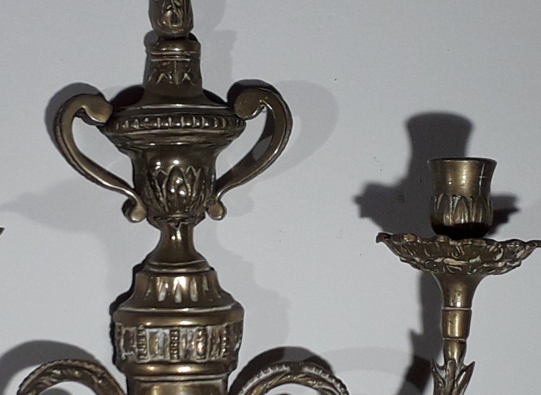 Pair Of 18th Bronze “arms Of Light” -photo-4