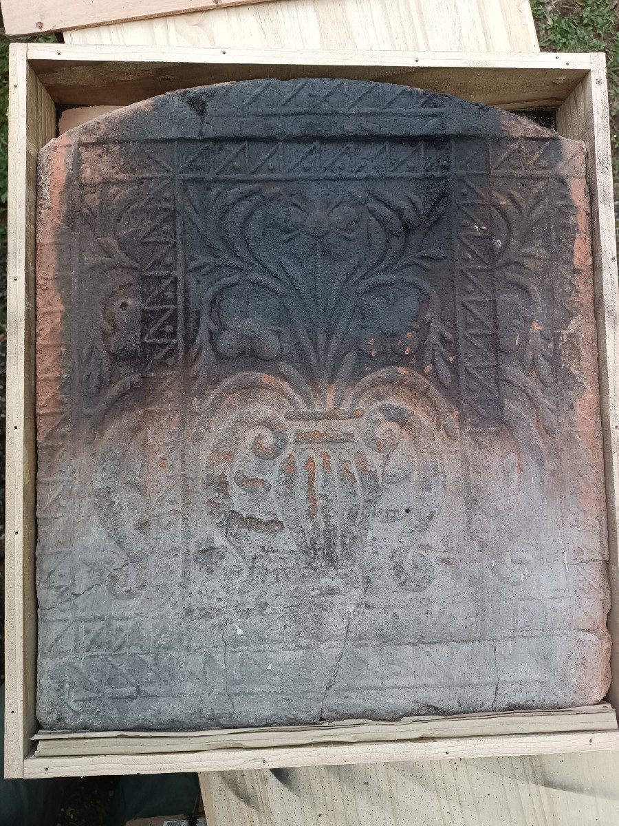 17th Terracotta Fireplace Hearth Plate -photo-4