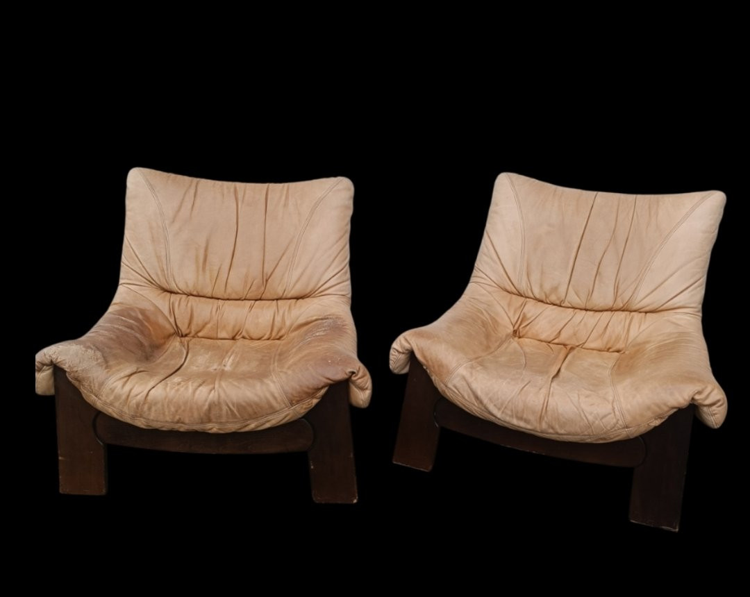Fauteuils  vintage cuir Maison Regain 70-photo-4