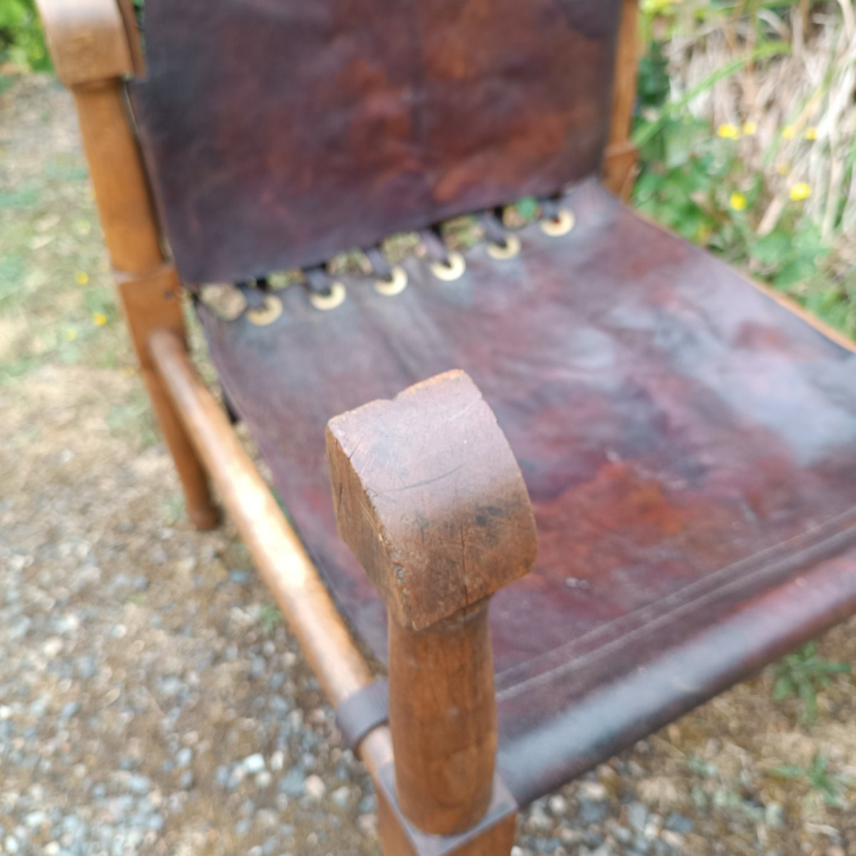 Antique Safari Armchair By Jean Charles Moreux-photo-3