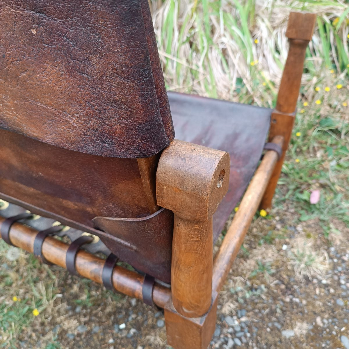 Antique Safari Armchair By Jean Charles Moreux-photo-4