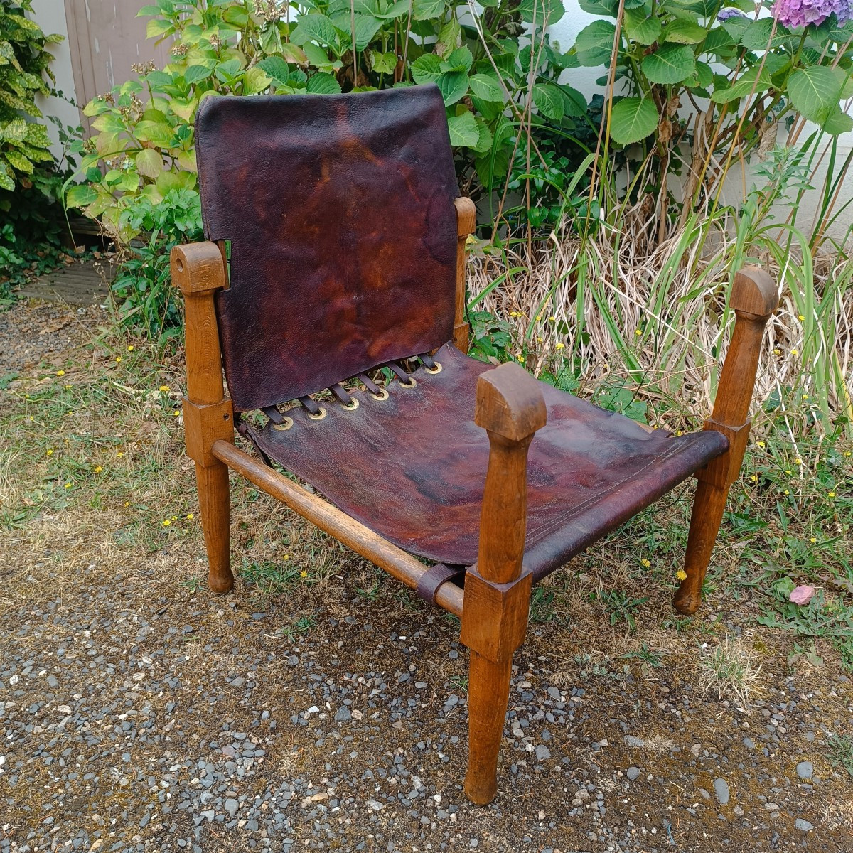Antique Safari Armchair By Jean Charles Moreux