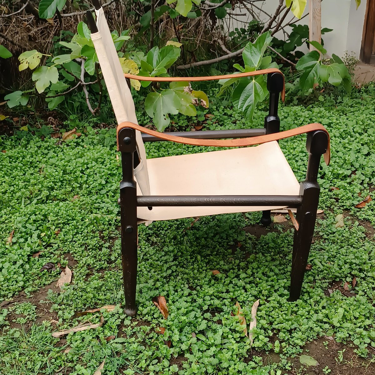  4 Safari Armchairs By Wilhelm Kienzle + Ottoman -photo-3