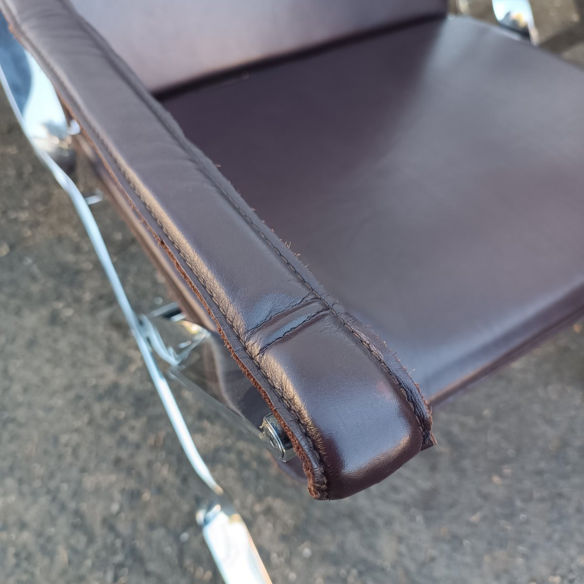 4 Antonio Citterio Folding Armchairs In Leather And Chrome -photo-4