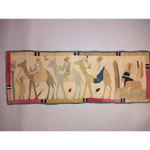 Panneau Textile Ancien d'égyptologie 