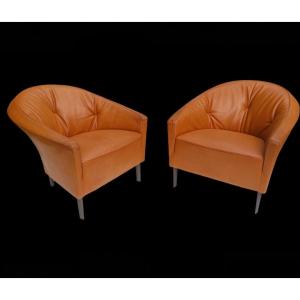 Pair Of "crescent" Armchairs By Iigne Roset