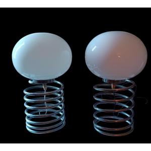 Pair Of Large "spring" Lamps By Ingo Maurer 