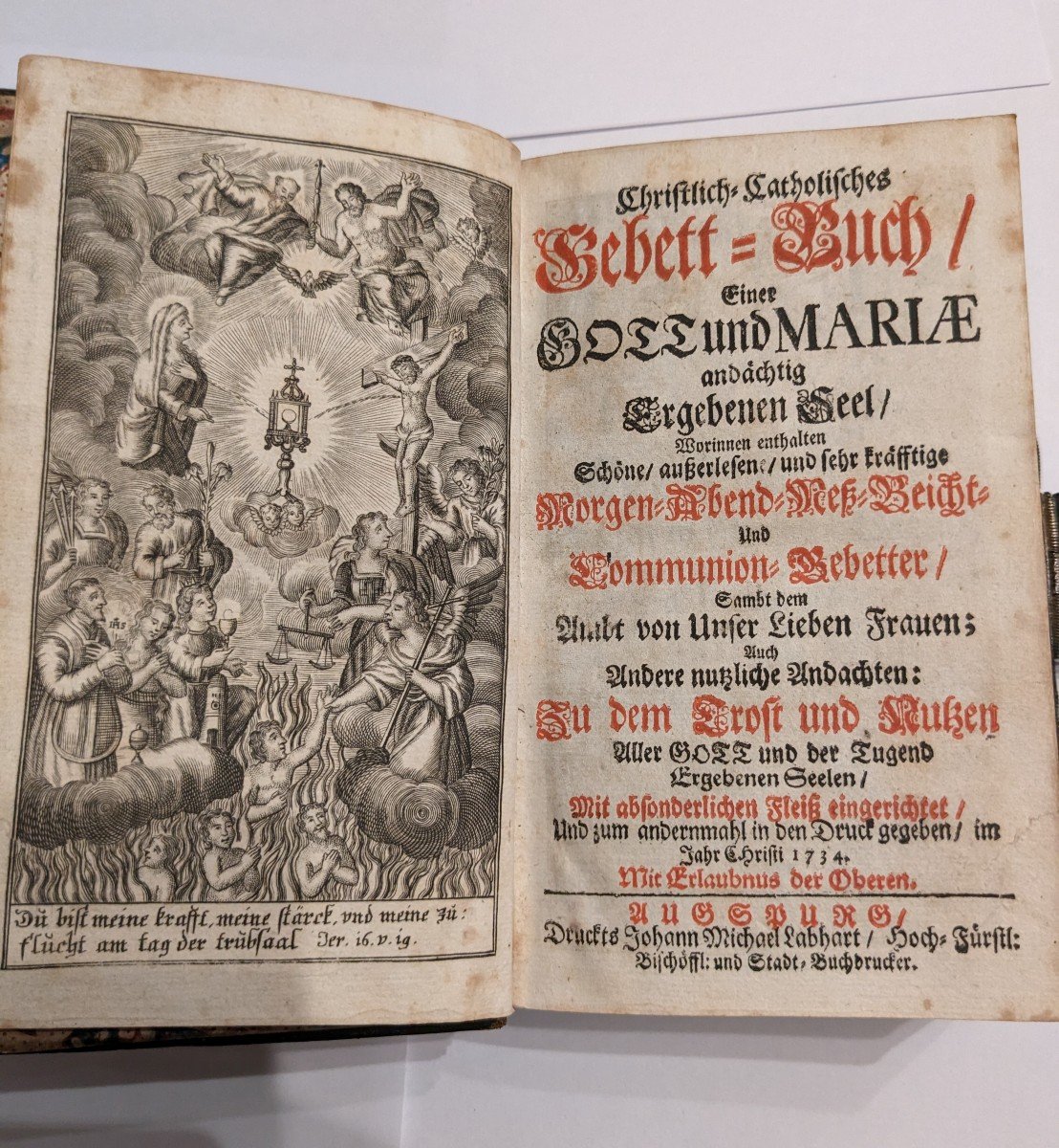 Livre Du 18eme Christlich Catholische Gebett, 1734 Augsbourg Fermoir Dentelle d'Argent Ciselé  -photo-4