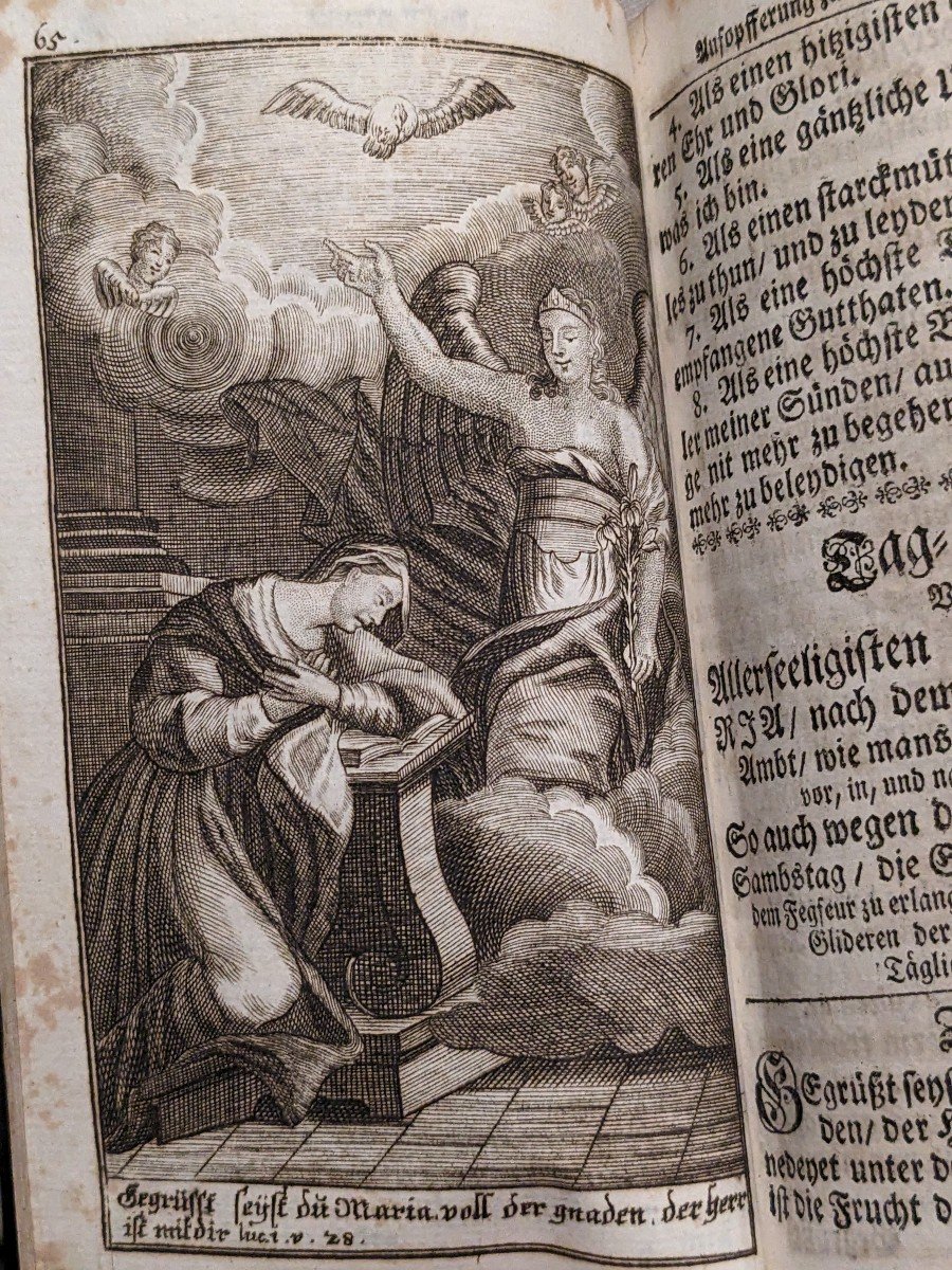 Livre Du 18eme Christlich Catholische Gebett, 1734 Augsbourg Fermoir Dentelle d'Argent Ciselé  -photo-6