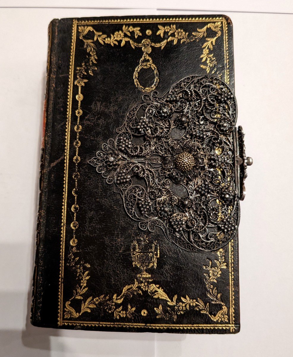 Livre Du 18eme Christlich Catholische Gebett, 1734 Augsbourg Fermoir Dentelle d'Argent Ciselé  