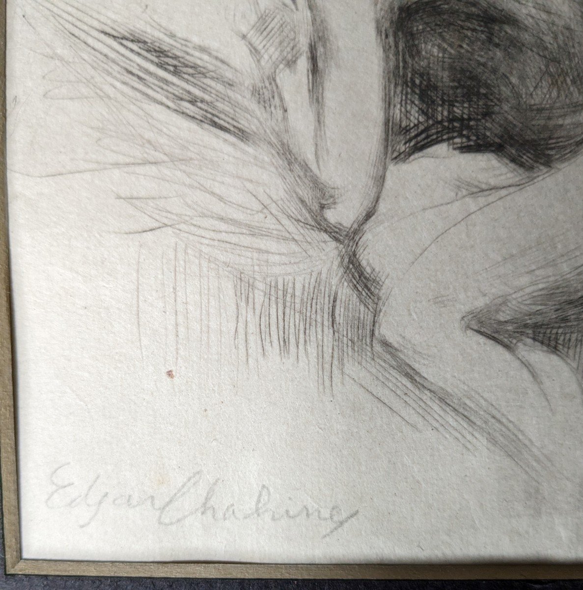 Edgard Chahine 1874 - 1947 Reclining Nude Etching-photo-3