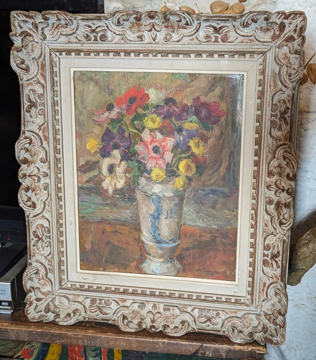 Franciszek Prochaska ( 1891-1972) Bouquet De Fleurs 1932  , Polonais, Pologne-photo-2