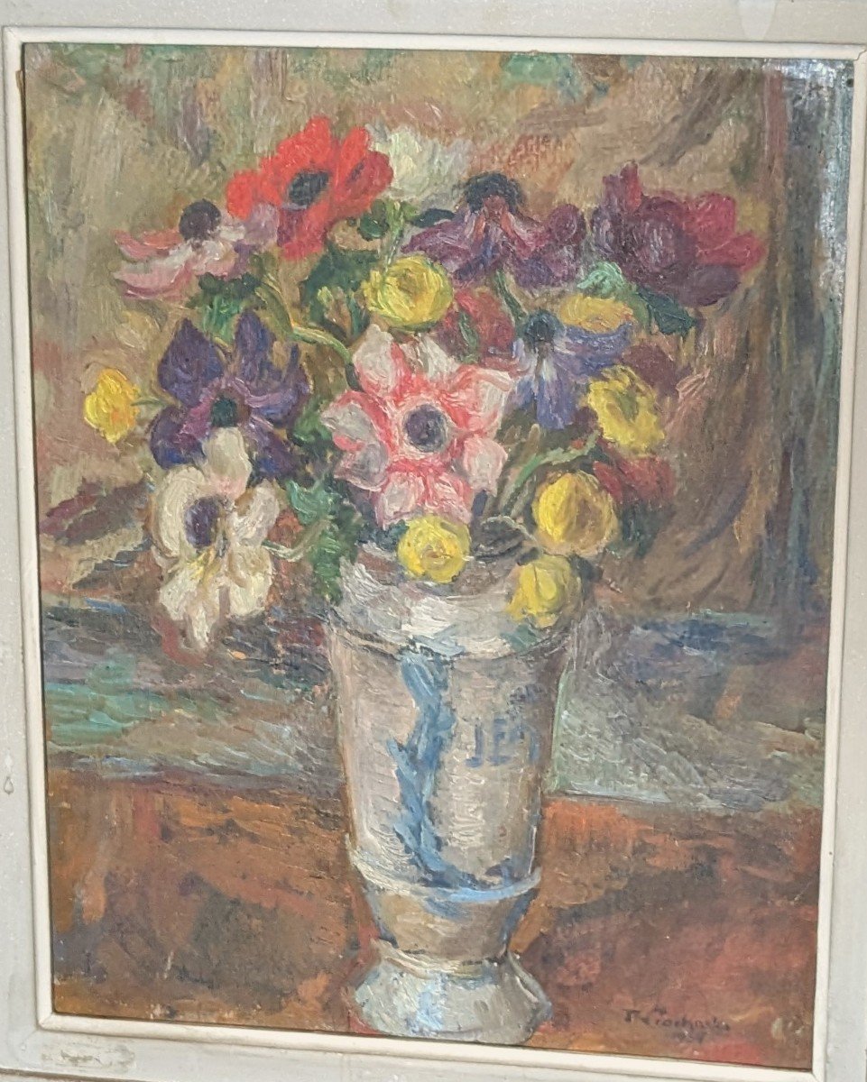 Franciszek Prochaska ( 1891-1972) Bouquet De Fleurs 1932  , Polonais, Pologne-photo-2