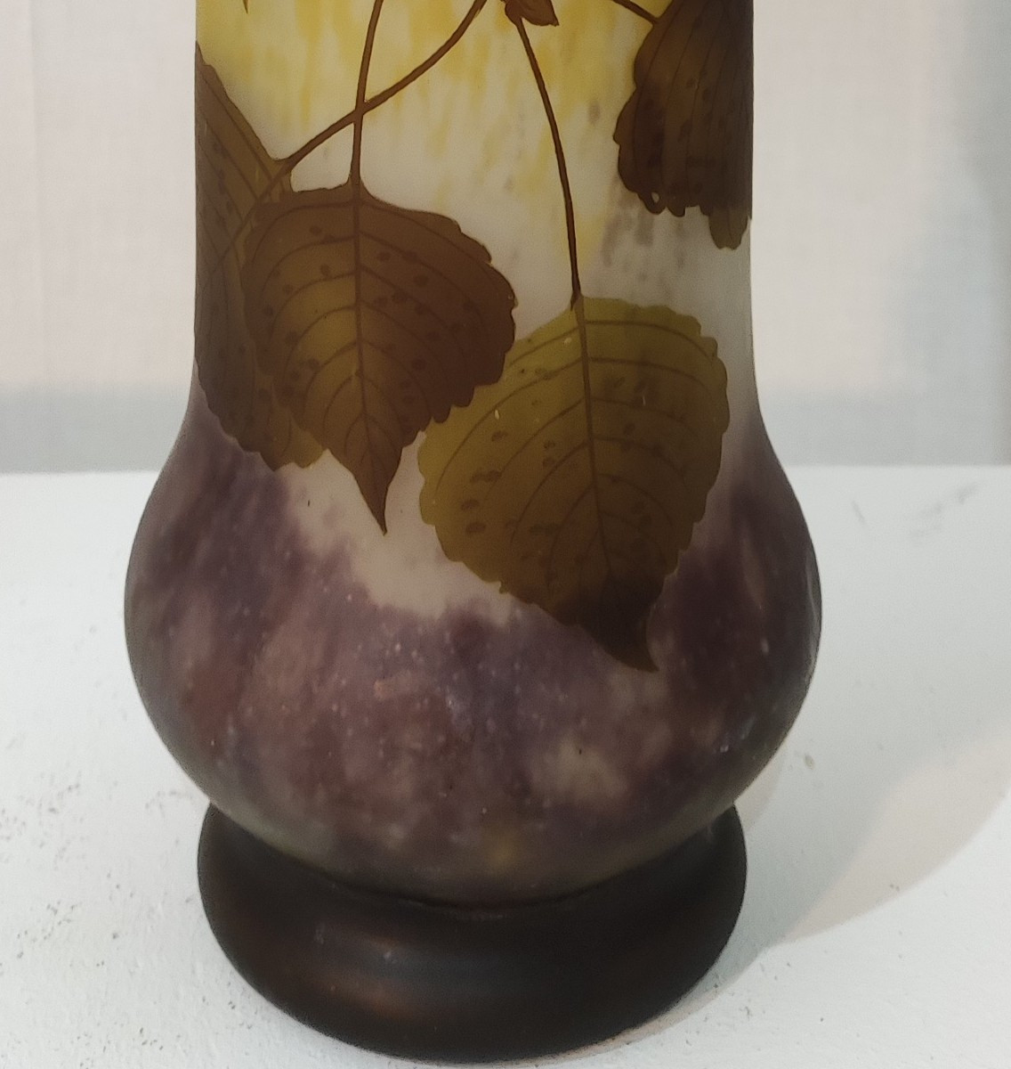 Vase DAUM Nancy feuilles de noisetiers, croix de Lorraine-photo-1