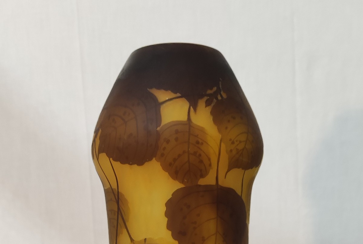 Vase DAUM Nancy feuilles de noisetiers, croix de Lorraine-photo-4