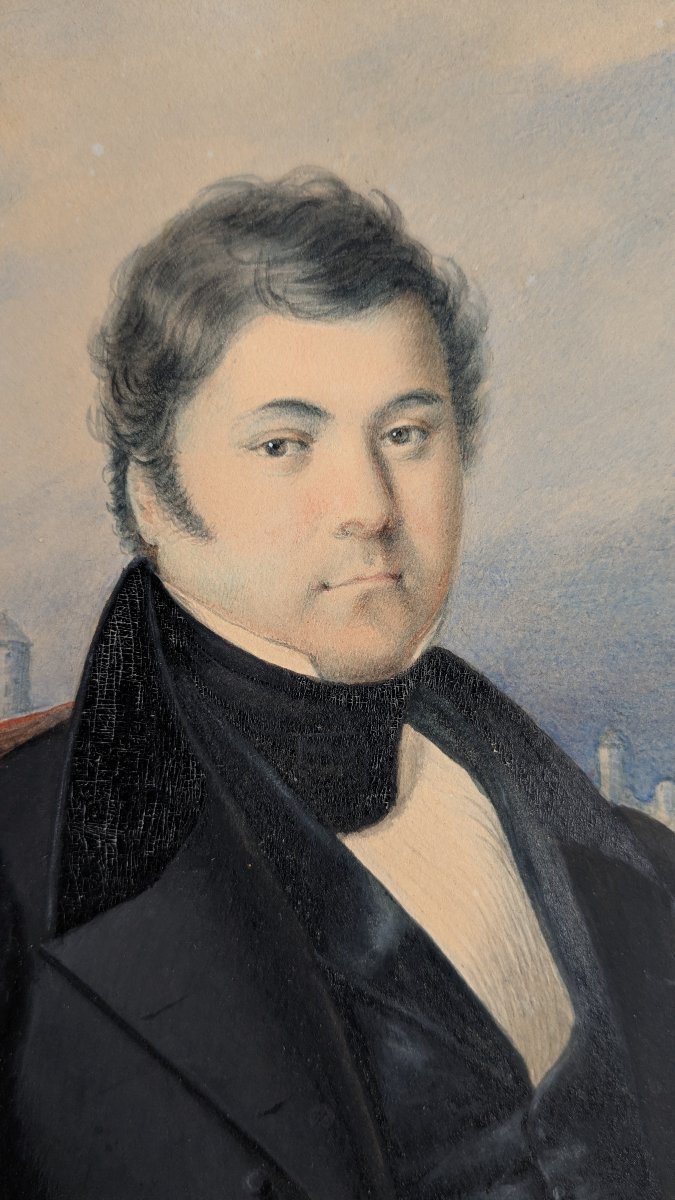 Gouache portrait de Louis Blaise Carrère à Rodez Aveyron daté 1809-photo-3