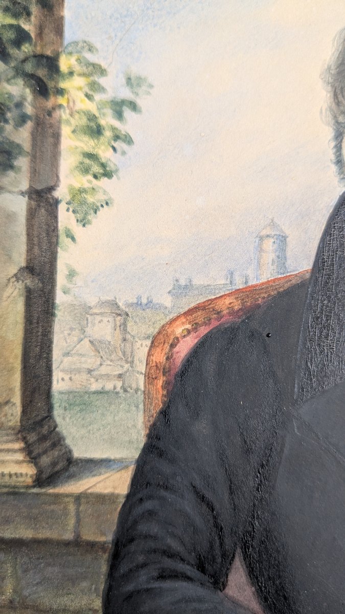 Gouache portrait de Louis Blaise Carrère à Rodez Aveyron daté 1809-photo-3