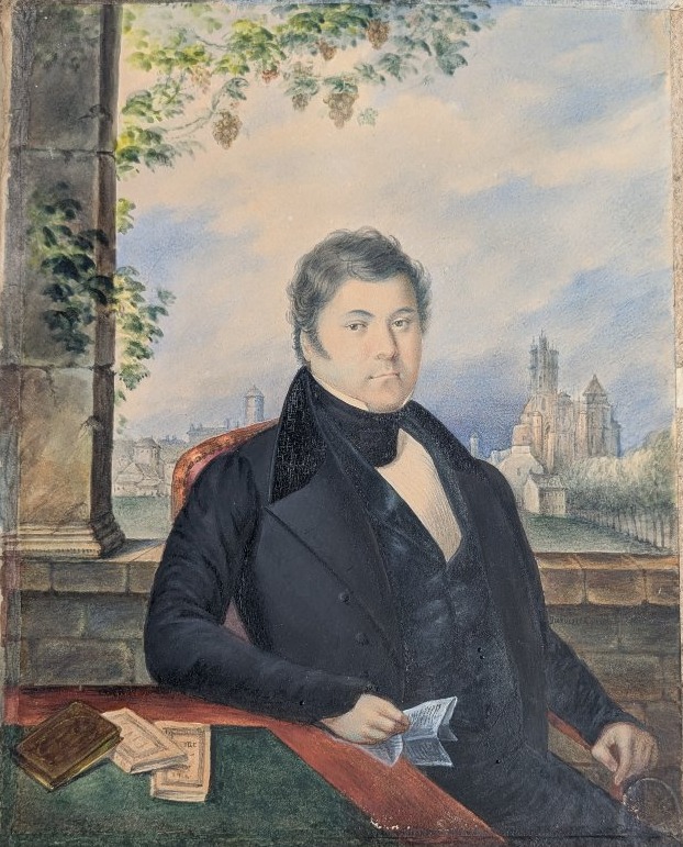 Gouache portrait de Louis Blaise Carrère à Rodez Aveyron daté 1809
