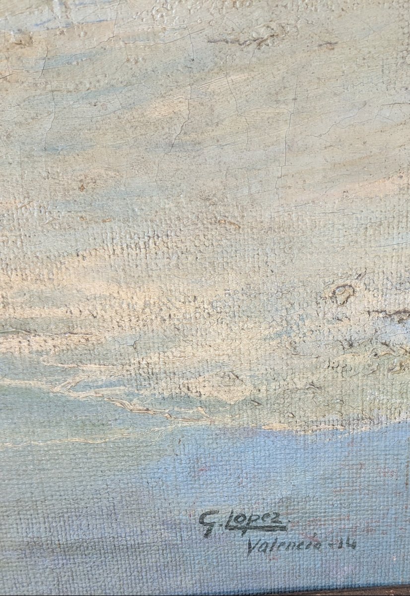  Goncal López Rancaño 1881 1957, école Valencienne Espagne,  Petit garçon sur la plage, 1914-photo-3